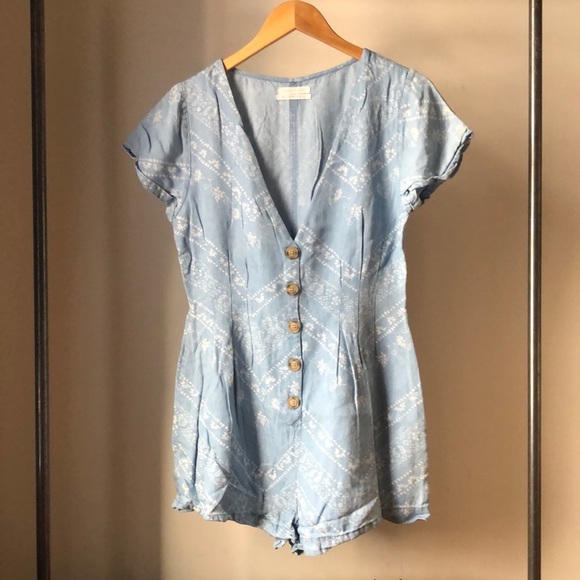 Urban Outfitters Dresses & Skirts - Urban Outfitters UO | extra soft denim romper with bandana design and buttons